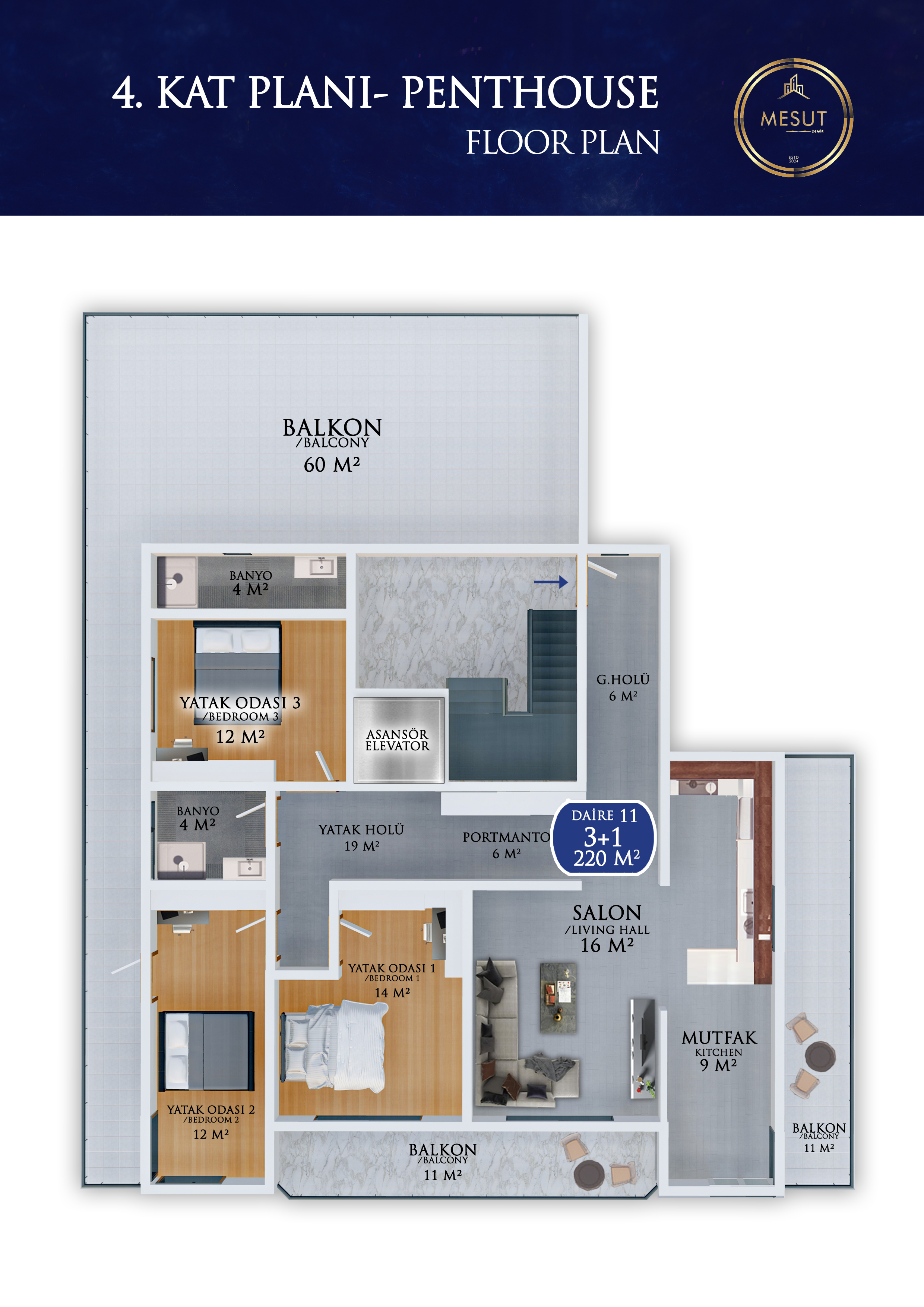 <i class='fa fa-bed text-success'></i>  <i class='fa fa-align-justify text-success'></i> M2 <i class='fa fa-home text-success'></i> 